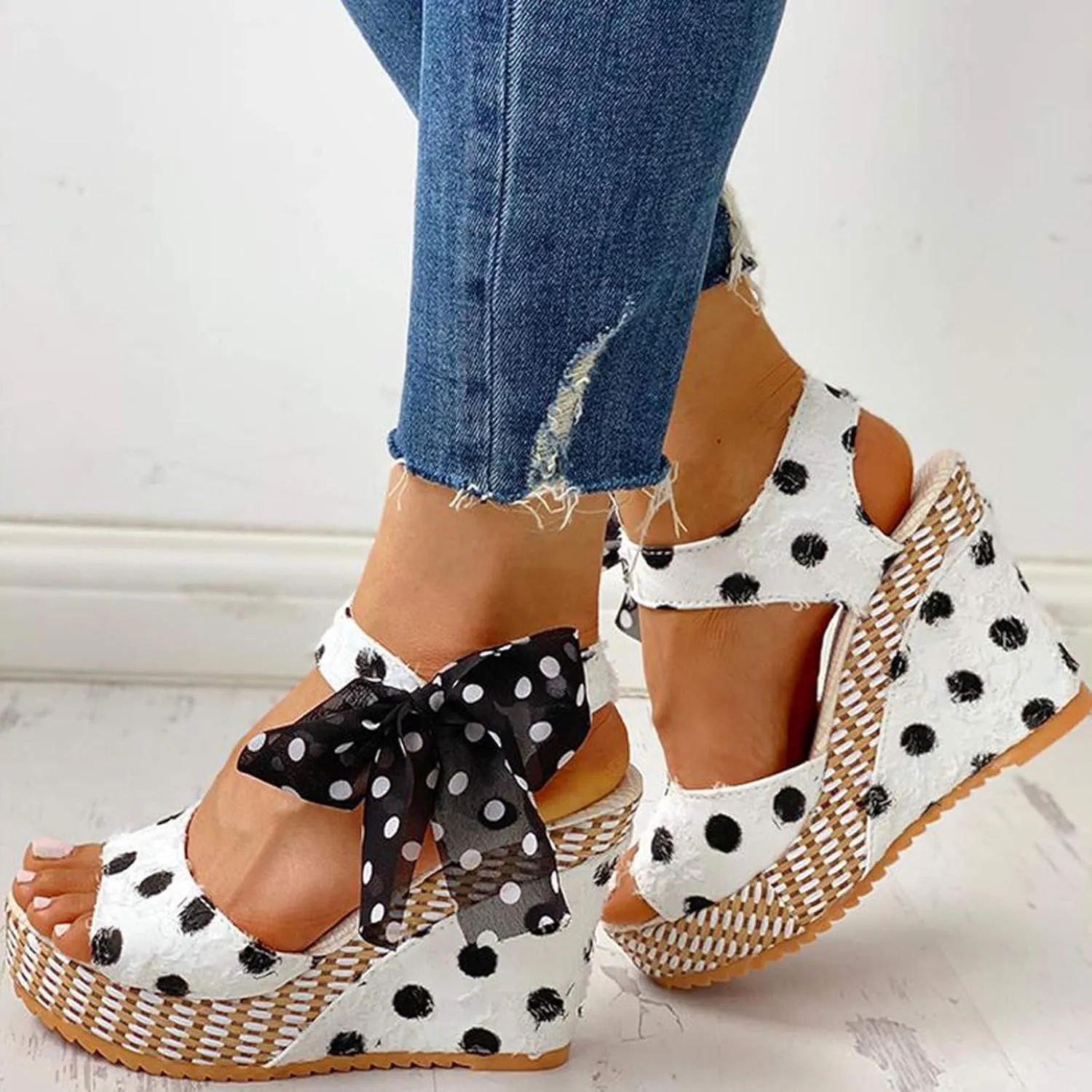 Aniywn Women's Peep Toe Wedge Sandals Ankle Strappy Espadrille Platform Wedge Sandals Summer Slingback Sandals