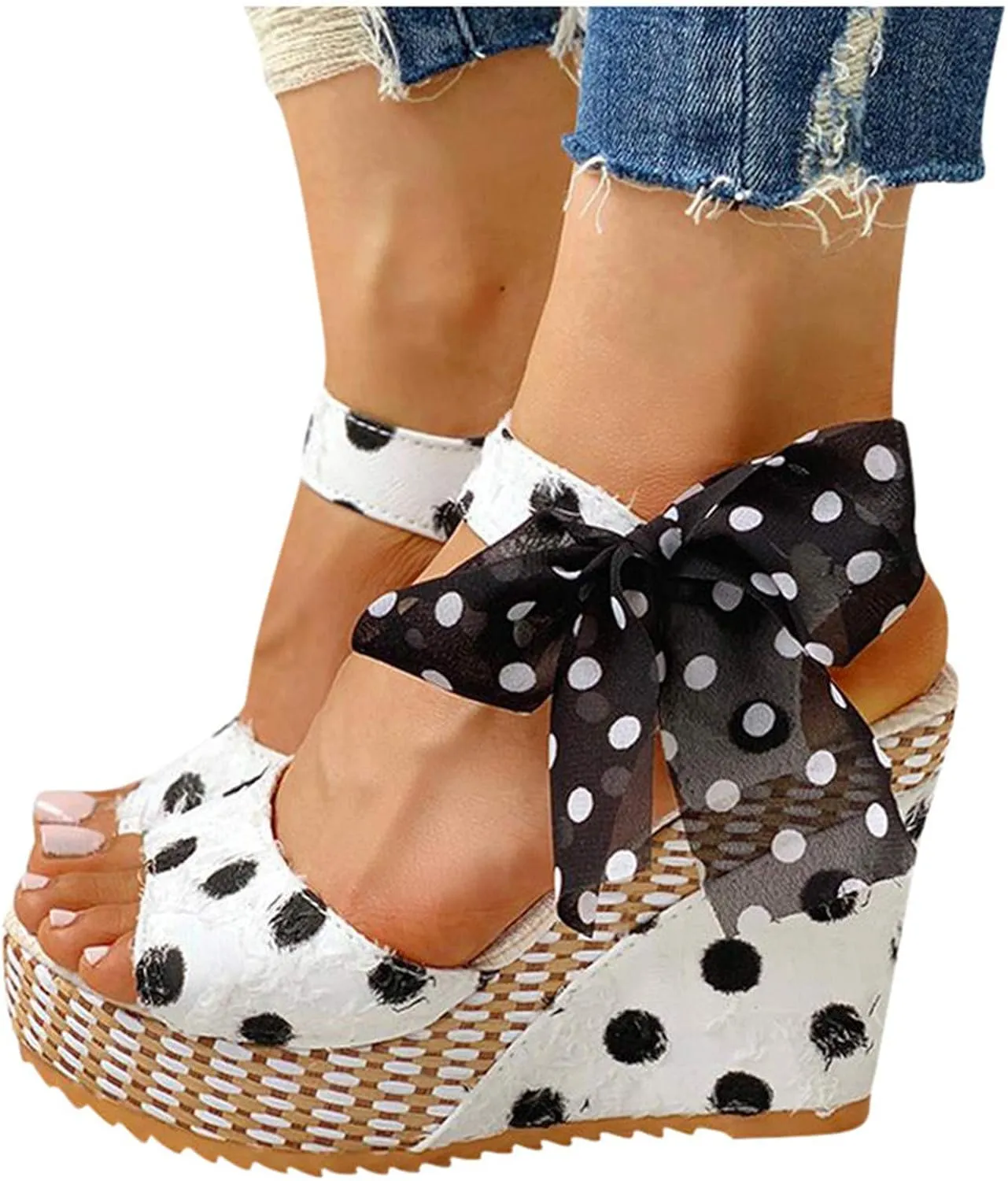Aniywn Women's Peep Toe Wedge Sandals Ankle Strappy Espadrille Platform Wedge Sandals Summer Slingback Sandals