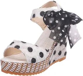 Aniywn Women's Peep Toe Wedge Sandals Ankle Strappy Espadrille Platform Wedge Sandals Summer Slingback Sandals