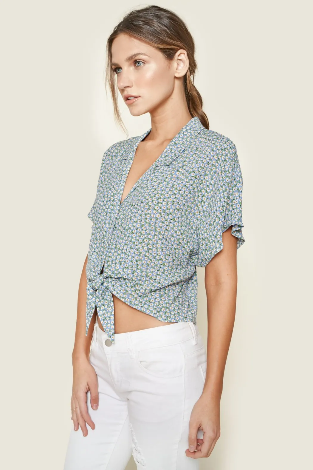 Bellare Floral Tie Front Top