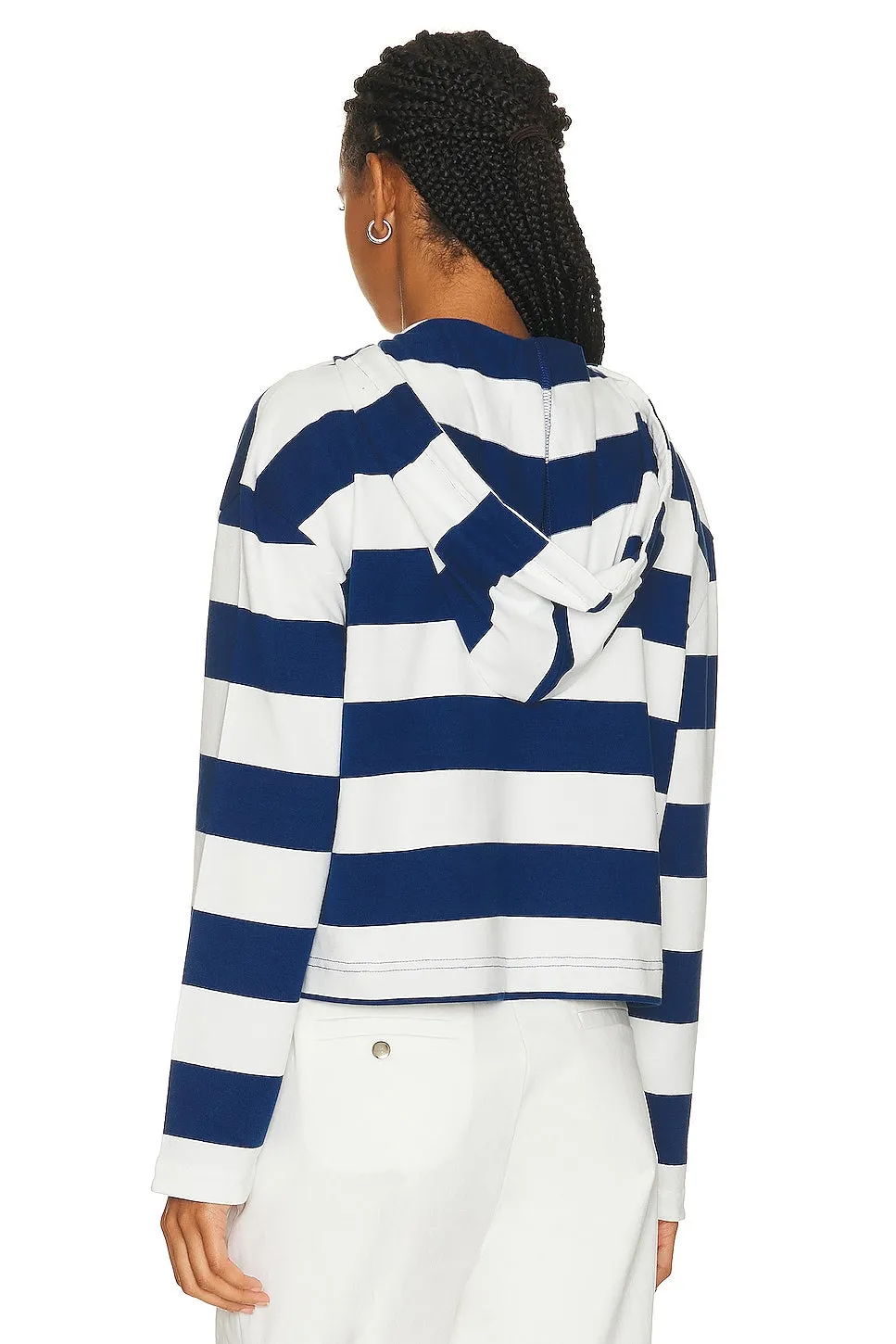 BEVERLY HILLS x REVOLVE Oversized Rugby Sweatshirt, Navy & White