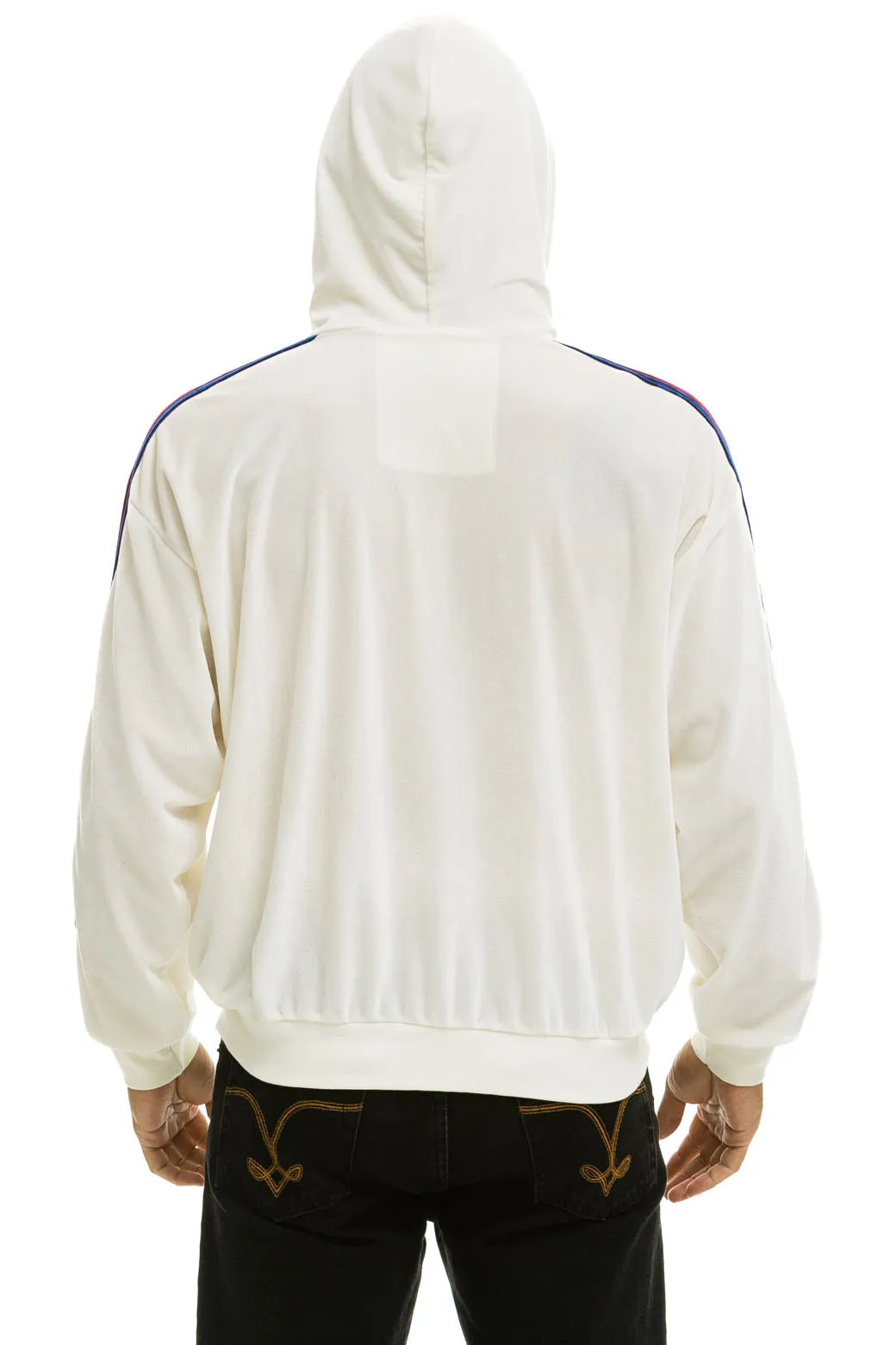 CLASSIC VELVET RELAXED ZIP HOODIE - WHITE
