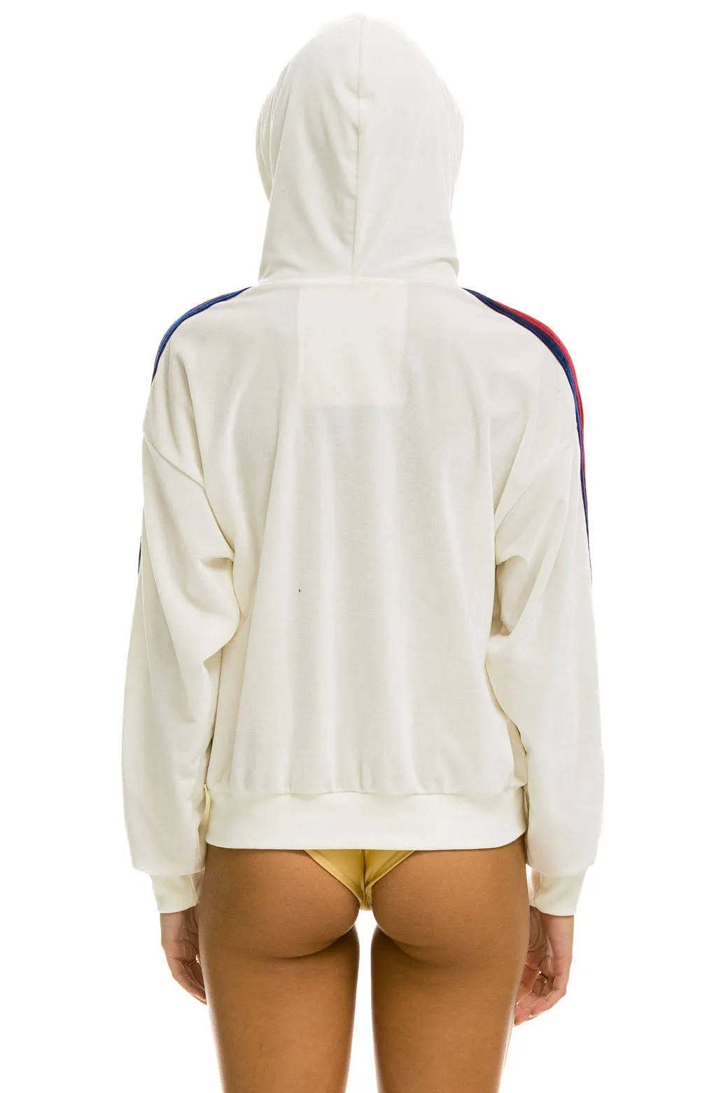 CLASSIC VELVET RELAXED ZIP HOODIE - WHITE