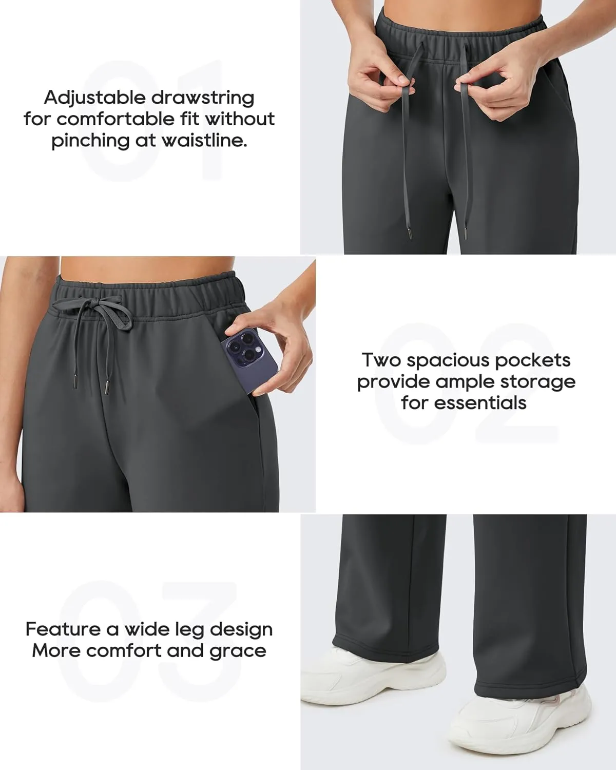 G4Free Wide Leg Sweatpants Women High Waisted Fleece Lined Pants with Pockets Winter Lounge Workout Yoga Trousers