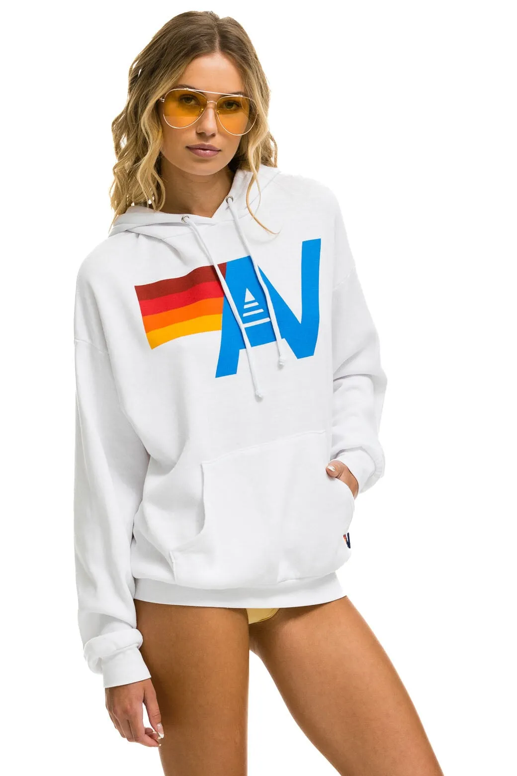LOGO PULLOVER RELAXED HOODIE - WHITE