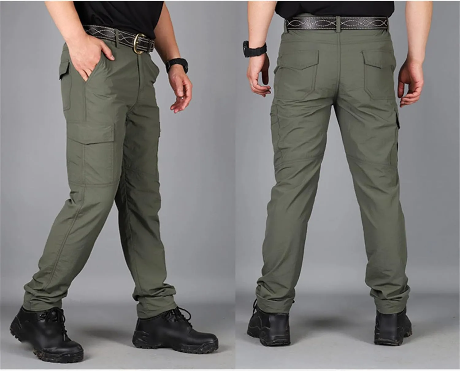 Maiyifu-GJ Men's Outdoor Water Resistant Cargo Pants Lightweight Tactical Multi Pocket Pants Causal Combat Hiking Trousers