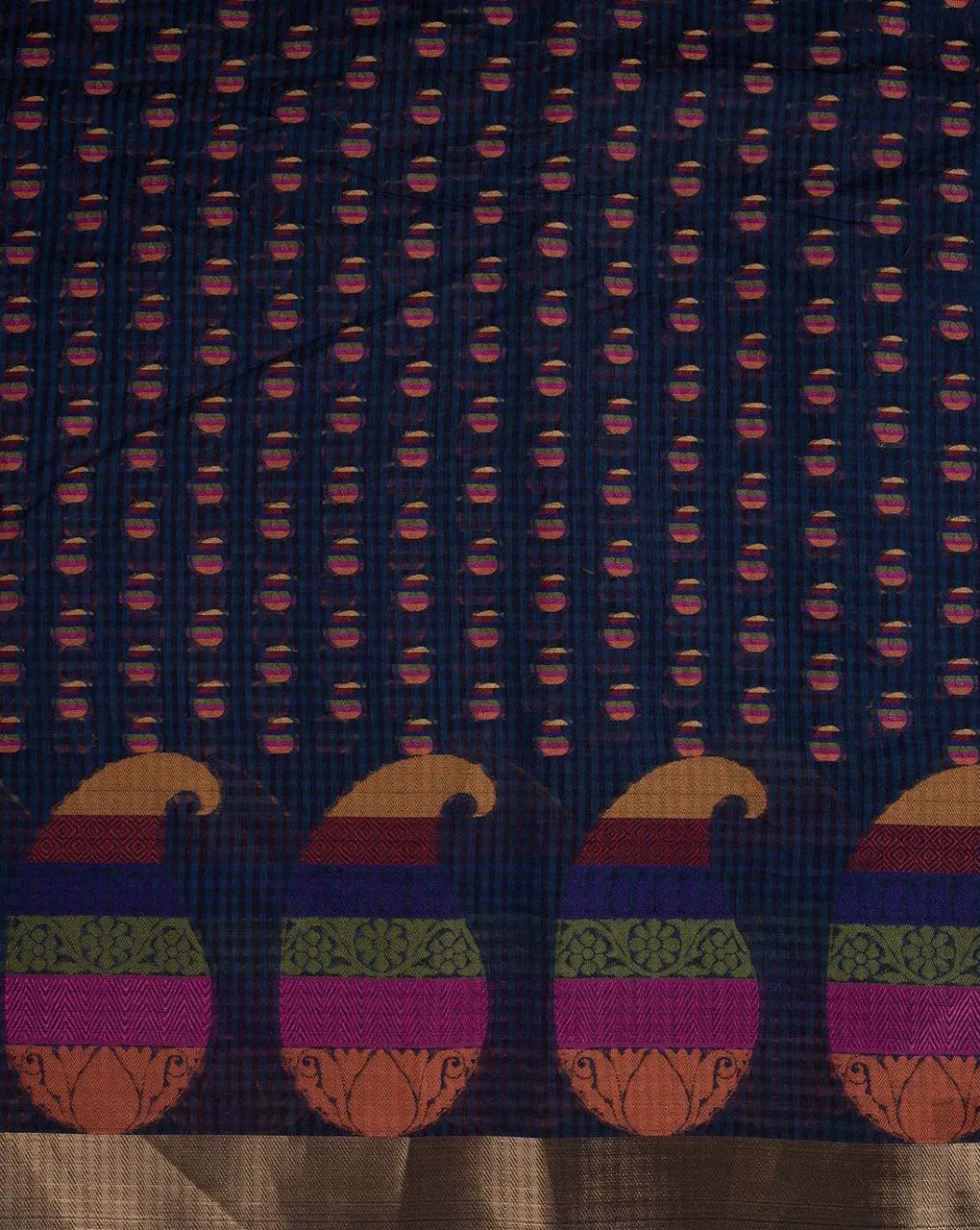 Paisley Woven Zari Border Jacquard Chanderi Fabric