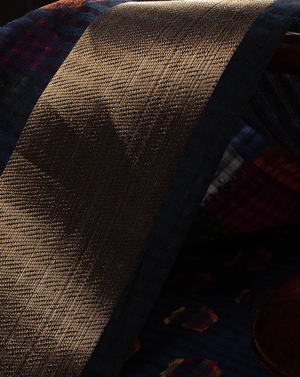 Paisley Woven Zari Border Jacquard Chanderi Fabric