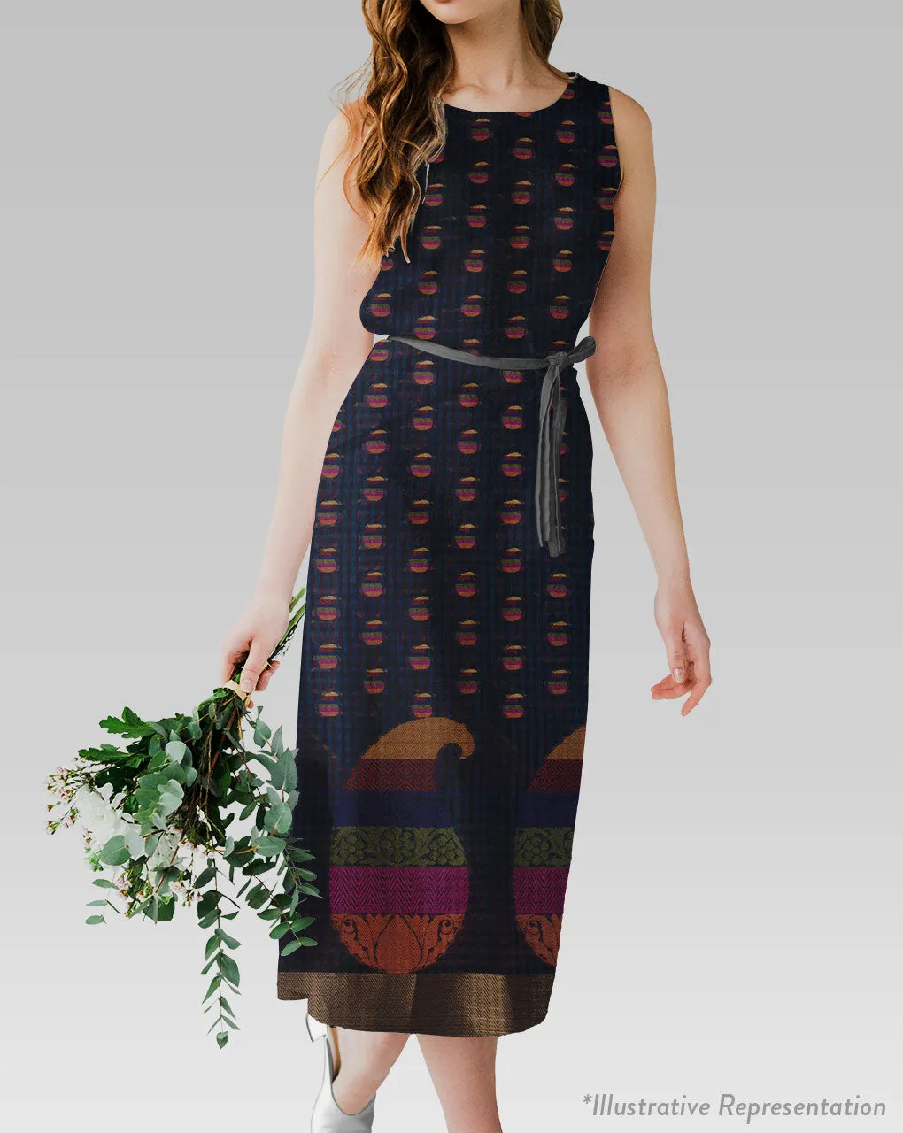 Paisley Woven Zari Border Jacquard Chanderi Fabric