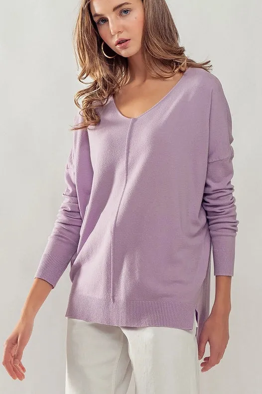 Soft High-Low Tunic Sweater LAVENDER