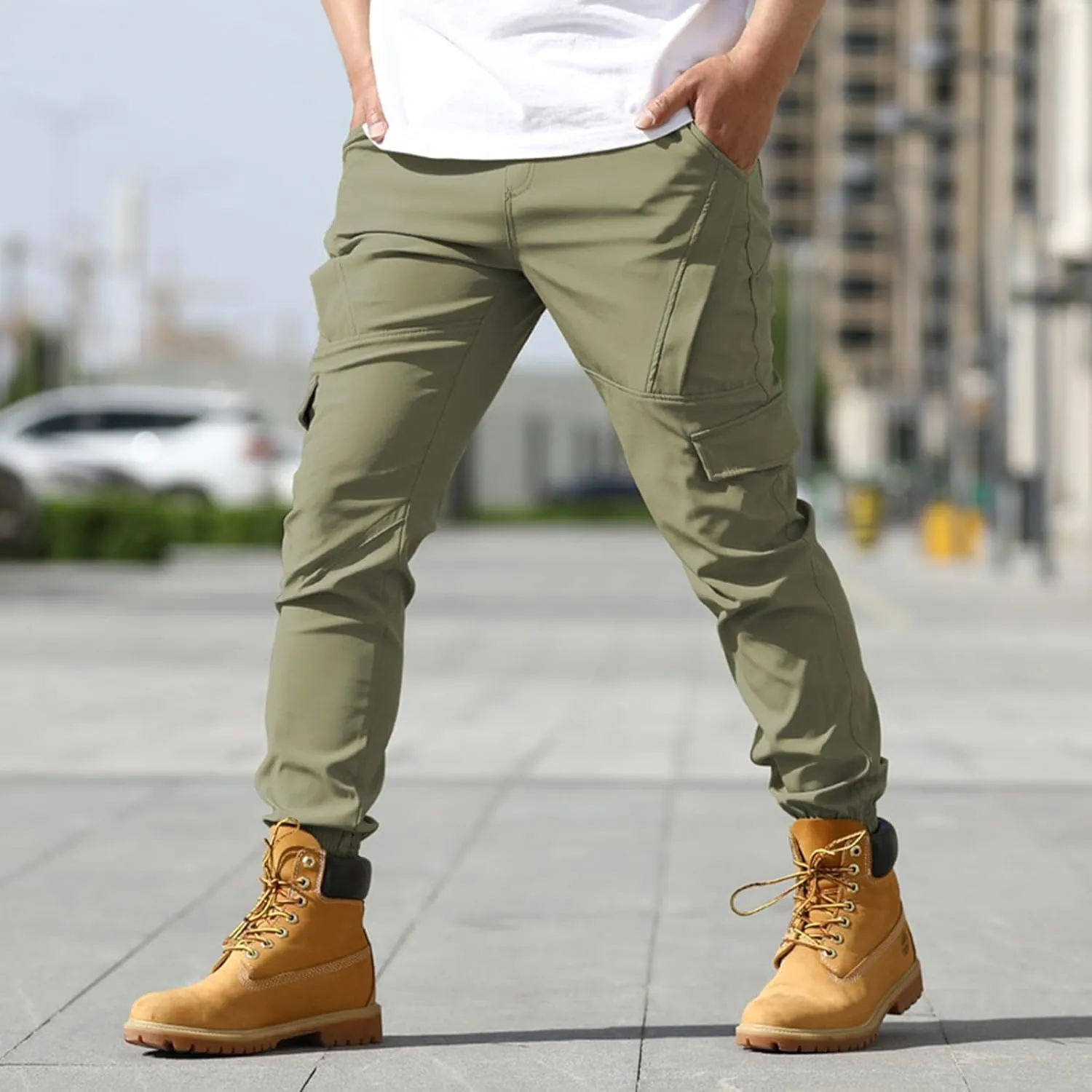 Tactical Hiking Cargo Pants for Men Ripstop Waterproof Stretch Pants Pockets Relaxed Fit Utility Outdoor Apparel