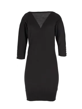 v-back wool-knit dress