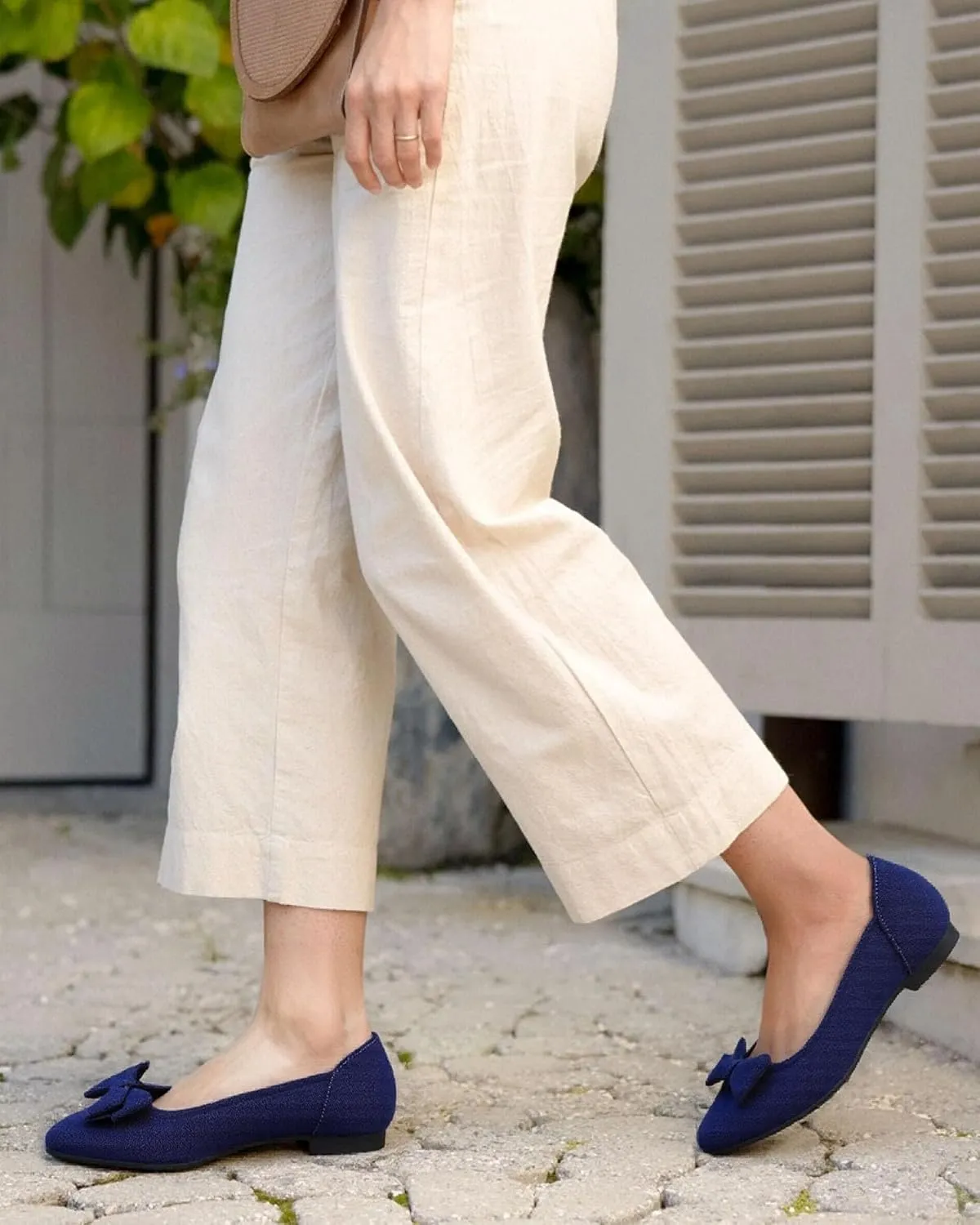 Women's Flats Shoes Comfortable Slip On Shoes Classic Dressy Pointed Toe Bow Knit Ballet Flat