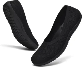 Women's Wide Toe Box Flats Shoes Knit Ballet Flat Slip-on Dress Walking Comfort Shoes